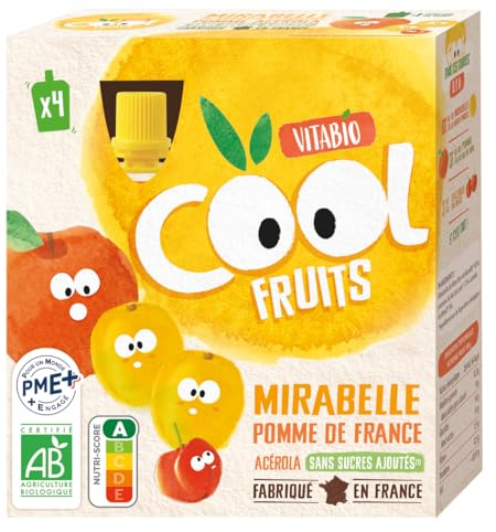 Vitabio Cool Fruits - Gourdes Mirabelle Pomme - 4x90g - BIO