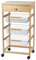 Mottiwood Carrello da Cucina in Legno, Ruote Girevoli, Legno di Faggio, 3 Cassetti Salvaspazio, Dimensiono: L 45.5 x H 87.5 x P 36.5 cm
