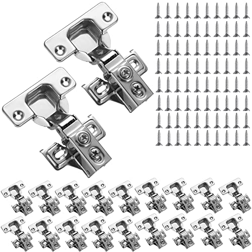 Evanda Schrank Scharniere, 20 Pack Edelstahl Overlay Soft Close Scharniere, für Küchenschrank Tür Scharnier, mit Befestigungsschrauben