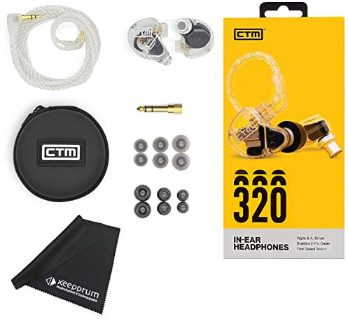 CTM CE320 In Ear Monitor-Kopfhörer Ohrhörer Clear + keepdrum Mikrofasertuch