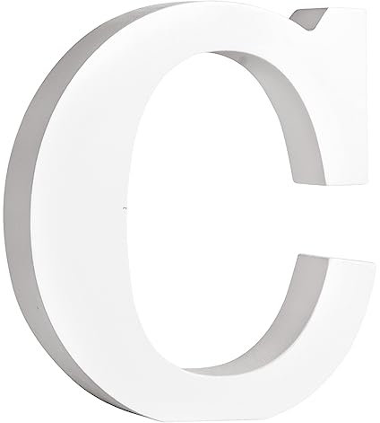 Rayher MDF-Buchstabe C, weiß, 9,8 x 11 cm, Stärke 2 cm, 3D-Buchstaben Holz, Holz-Buchstaben FSC zertifiziert, 64542102