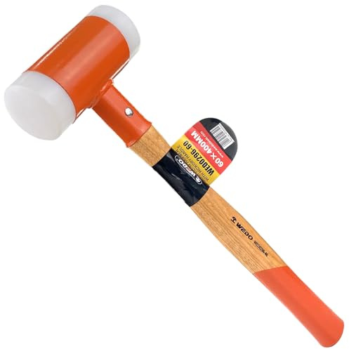 WEDO Schonhammer,Kunststoffhammer,Ø 50mm,rückschlagfrei Kunststoffhammer 1050g,Länge 380mm,Doppelkopf Gummihammer mit Hickory-Stiel,für Innenausbau,Montagearbeiten, Kfz-Reparatur,Maschinenbau