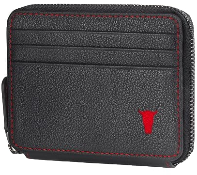 TORRO Porte-Cartes en Cuir avec Porte-Monnaie – Porte-Carte de crédit en Cuir Véritable avec Blocage RFID, Pochette Zippée pour Pièces de Monnaie et 5 Emplacements pour Cartes (Noir)