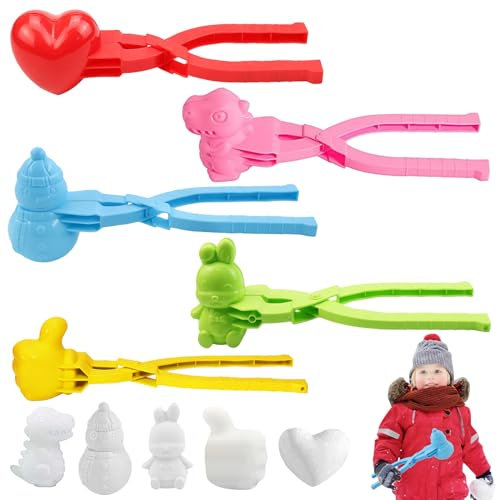 Lot de 5 pinces à boules de neige - Jouet pour enfants - Fer à boules de neige - Pour l'hiver - Jouet d'extérieur pour enfants - Jeux de bataille de boules de neige