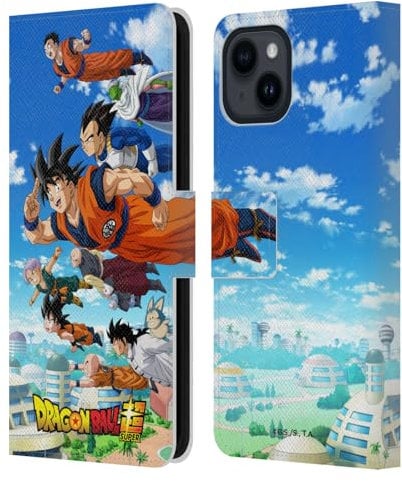Head Case Designs Officially Licensed Dragon Ball Super Group Universe Survival Arc Leather Wallet Case Compatible With Apple iPhone 15