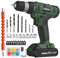 PULITUO 20V Cordless Drill Set, Powerful Bit Sets, 30N Torque, 21+1 Settings, 3/8 Keyless Chuck, 40pcs Bits, Electric With 2.0AH Li-Ion Battery and LED Light