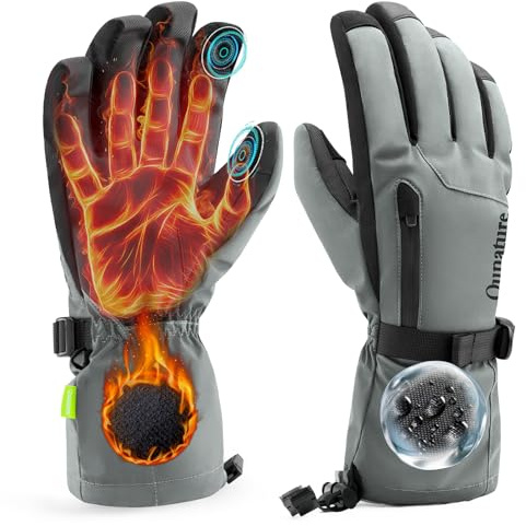 Qunature Ski Handschuhe Damen/Herren Thermo Winterhandschuhe Wasserdicht | Touchscreen Winddichte Schneehandschuhe XS-XL für Skifahren, Snowboarden, Wandern