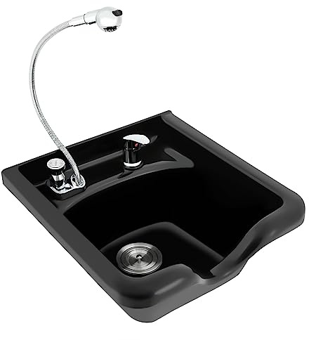 Donened Lavabo pour coiffeur, lavabo portable, montage mural, avec filtre de réservoir et piège à cheveux