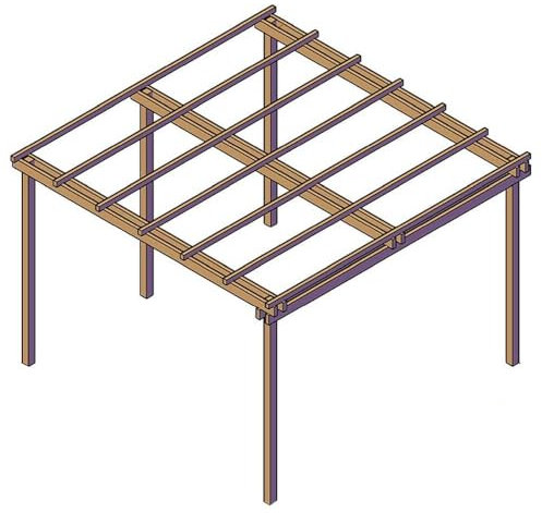 Pérgola de jardín de 240 x 240 cm, de madera de pino impregnada clase 4, personalizable