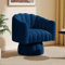 SEYNAR Mid Century 360 Grad drehbare Kuscheltonnen-Akzentsofasessel, runde Sessel mit breit gepolstertem, flauschigem Samtstoffstuhl für Wohnzimmer, Schlafzimmer, Büro, Wartezimmer (Kriegsmarine)