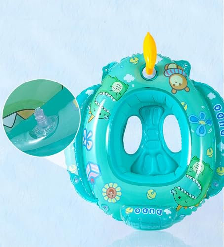 Aufblasbarer Dinosaurier-Schwimmring für Kinder mit integrierter Wasserpistole, extra Dickes PVC (0,25 mm), für Spaß im Pool und am Strand