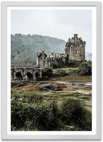 ARTFAVES® Poster - Burgruine | Wanddeko Wandbild Fotografie Vintage | mit Rahmen Weiss | 30 x 40 cm