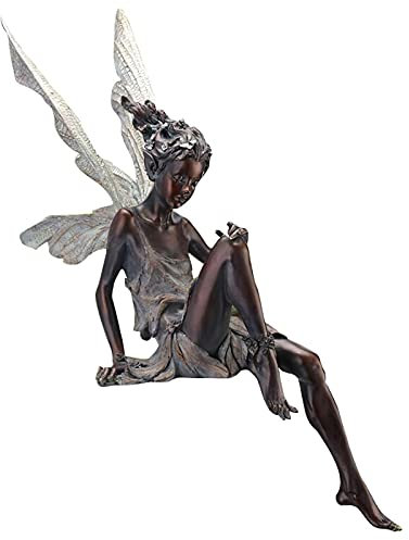 Sharplace Gartenfigur Fee für Teich und Brunnen, wetterfeste Statue für den Außenbereich, Braun