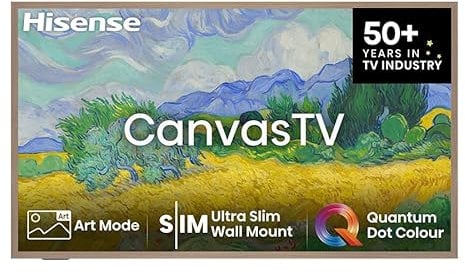 Hisense Canvas TV 55S7NQ - QLED Smart TV, Panel Anti-Reflectante, Modo Arte, Modo Juego 144 Hz, Diseño Ultra Fino, con Soporte a Pared Incluído, Marcos Intercambiables, 55, 2025