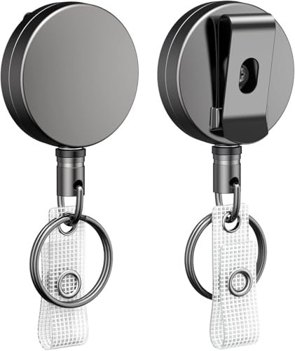 3 Pcs Porte Clé Retractable, Orte Badge Enrouleur, Porte Clef Extensible Avec Ressort Inoxydable 70 Cm, Nylon Clip De Ceinture Et Anneau De Clé