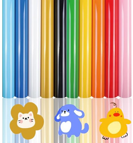 AMSNIN10 Stück Plotterfolie Textil Vinyl Mehrfarbig, 30,5 X 21 cm Flexfolie Plotter Textil, Für T-Shirt, Kleidung, Hüte Oder Andere Stoffe, Bügelfolie