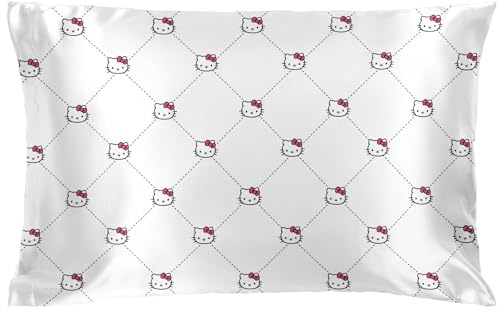 Jay Franco Satin-Kissenbezug, Standardgröße, 50,8 x 76,2 cm, seidig weich, Premium-Kissenbezug, Weiß – Hello Kitty