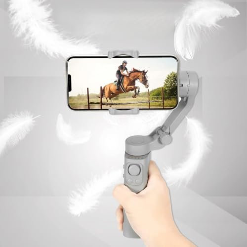 Qukaim Stabilizzatore cardanico pieghevole per smartphone, stabilizzatore Vlog anti-shake a 3 assi, carico massimo 260 g, modalità orizzontale/verticale, Face Tracking, zoom, timelapse, mini treppiede