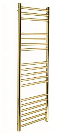 Manissa Boston Brushed Brass Heated Towel Rail 400mm W x 1200mm H Central Heating Bathroom Towel Radiator