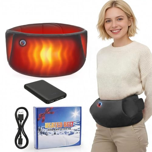 Pangbaylov Rechargeable Heated Belt with Pockets, Adjustable Waist Size Heated Pad for Waist Abdomen Warming, Relieves Period Cramps,Heated Pad Hand Wamer 2 in 1 Perfect for Winter Gifts (Dark Grey)