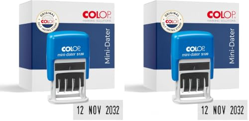Colop 1452000200 Datumstempel MiniDater S 120 19 x 4 mm Kissen schwarz (Packung mit 2)
