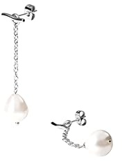 Purelei Tropfen Perlenohrringe – verstellbares 2-in-1 Design | Wellenförmige Ohrstecker mit abnehmbarer Kette & tropfenförmiger Muschelperle | Edelstahl & 14K/18K Vergoldung