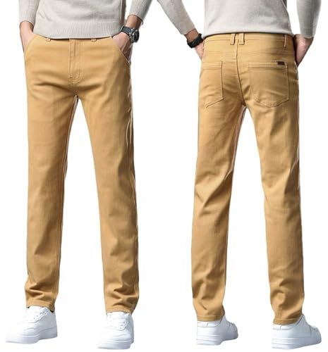 Pantalon en jean pour homme - Coupe droite - Pantalon en denim - Pantalon de loisirs - Taille haute - Jambe droite - Élégant streetwear - Pantalon en denim avec poches et boutons