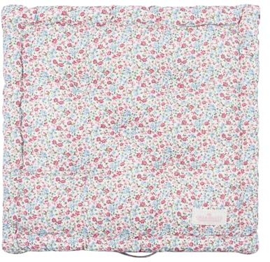GreenGate Sitzkissen Box Kissen Louisa Weiß mit Blumen Muster 50x50