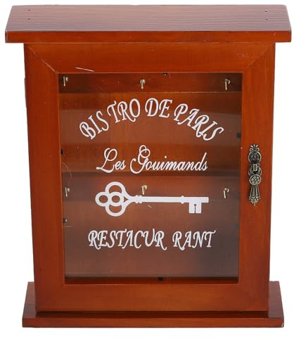 Alasum Boîte Murale Vintage en Bois et Verre pour Clés, Rangement D'entrée Chic et Élégant, Facile à Suspendre, Décoration Murale Intérieure, Maison