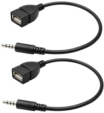 argtnayk 2 stück Klinke auf USB Adapter, 3.5 mm aux Adapter, 20 cm USB auf Klinke Kabel, passend für autoradio, cd, DVD und Auto GPS zum Musik abspielen über USB Stick