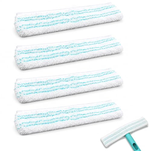 4 Stück Mikrofaser Ersatzbezüge kompatibel mit Leifheit Window Washer M – 27 cm Wischbezug für Fensterwischer, Fensterabzieher Ersatzpads mit doppelter Reinigungskraft für streifenfreie Reinigung