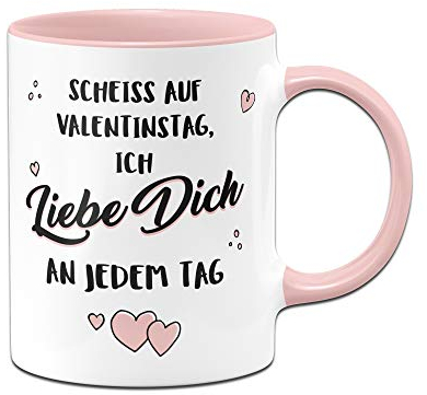 Tassenbrennerei Tasse Ich liebe Dich jeden Tag - Geschenk für Freundin zu Weihnachten, Geburtstag, Valentinstag und Jahrestag (Rosa)