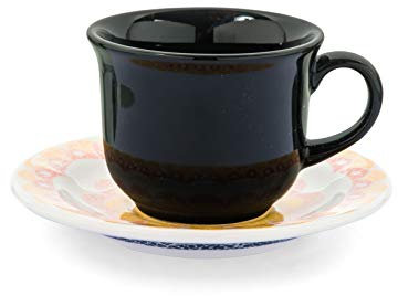 Home Pandora Set Tazze tè con Piattino, Stone Ware, Blu