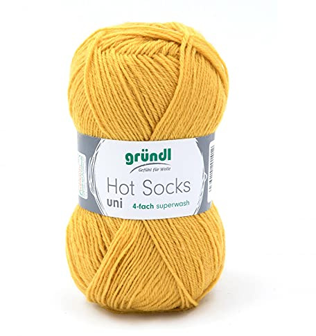 Gründl Hot Socks Uni 4 Fils, 50 g de Laine pour Chaussettes pour Tricot et Crochet, Choix