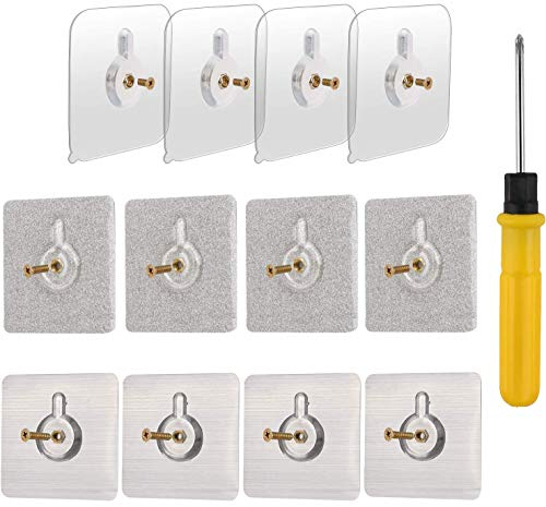 OOTSR 12-Set 60x60mm Vis adhésives détachables Montage mural Clous de suspension collants Sans trace Aucun perçage pour la salle de bain Cuisine Salle de stockage Carrelage mural Salle de douche