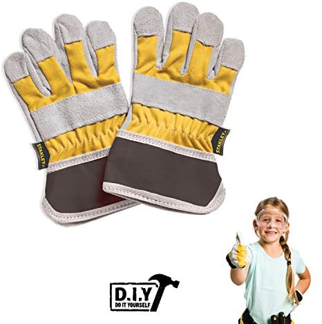 Stanley Jr. Arbeitshandschuhe für Kinder - Hergestellt aus robustem und langlebigem Material für optimalen Schutz beim Spielen und Erkunden, gelbschwarz