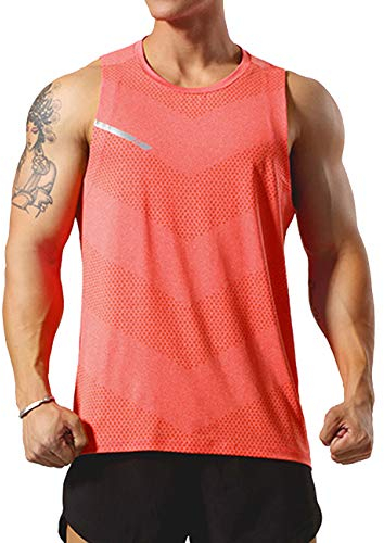 GYMAPE Herren Sportlich Trainieren Tanktops Ärmellos Muskel Laufshirts Ausbildung Schnelltrocknend Fitnessstudio Aktive Kleidung Orange XL