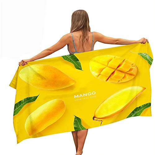 Chickw1 Microfaser Strandtuch Große Handtuch Leicht Tragbar Rechteckig Badetuch Schnelle Trockene Bad Pool Badetuch Reise Urlaub Strand Geschenk (Mango,80x160cm)