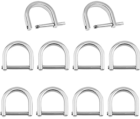 Niaciswe D-Ringe 10 Stück D Ring U-Form Hufeisenschäkel Metall Schäkel Taschenverschlüsse mit Schließendem Schraubschäkel für DIY Leder Craft Schnalle Geldbörse Gürtelverschlüsse Silberb
