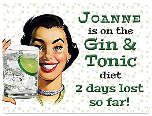 Personalised Gin & Tonic Diet Metal Wall Sign (3 sizes) (Super Jumbo 70 cm x 100 cm)