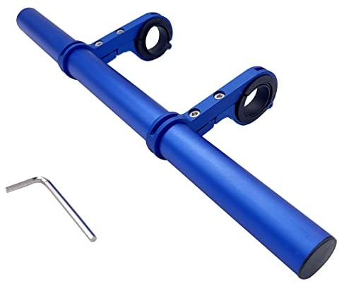 Mairhie Stationary Bike Handlebar Extender, 12 Inches Double Clamp Bike Bracket Bicycle Accessories for Phone Mount, GPS, Light Lamp (Blue)