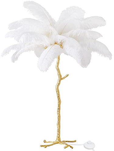 YHYYU Stehlampe mit Federn, Moderne Feder Stehleuchte, LED Dimmbar Eck Stehlampen, Leseleuchte Bodenlampe, Standleuchte für Wohnzimmer und Schlafzimmer (170cm, Weiß)