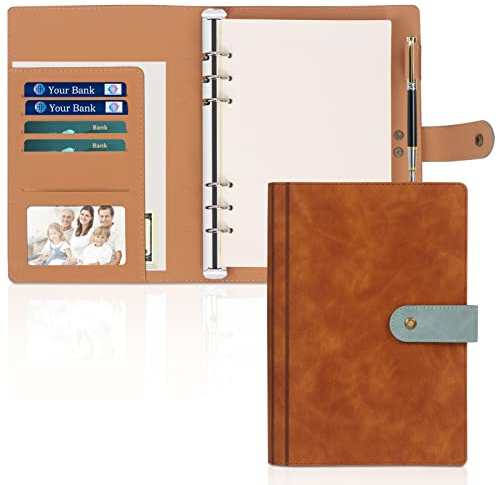 Skycase A5 Ringbuchordner aus PU-Leder, inkl. A5 Füllpapier, 6-Ring-Mechanik, braun – Praktischer Planer, Notizbuch & Portfolio für Schule, Studium & Büro
