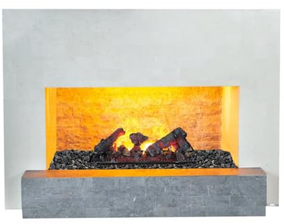 Xaralyn Santos Elektrokamin mit Cassette 600 - Weiße Naturstein-Kaminverkleidung - Wassernebelkamin - Fernbedienung