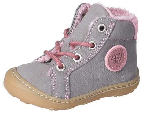 RICOSTA Mädchen Stiefel Georgie, Baby und Kleinkinder Lauflernschuhe, Weite: Weit, lose Einlage, terracare, schnürschuhe, Graphit/rosa (450), 18 EU