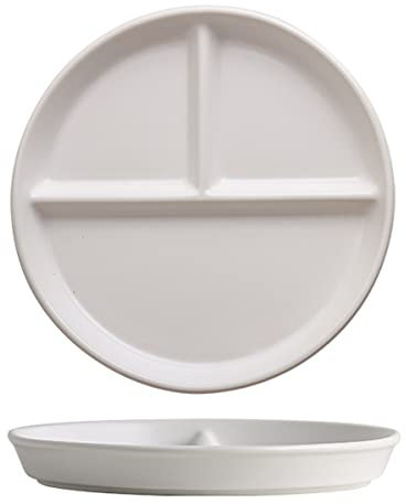 AIYoo Porcelain Dinner Plate White Portion Control Plates Set of 2, 8 Inch Divided Plates for Adults,Diet Plates for Balanced Meal - Reusable Ceramic Serving Tray