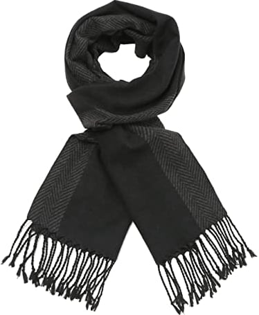 soul young Sciarpa lunga in cotone da uomo, calda sciarpa scozzese con frange e lussuosa confezione regalo, nappa rosa e nero, XL