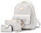 NICOLE & DORIS Rucksack Damen Klein Rucksack und Handtasche 3-Teiliges Set Rucksack Für Mädchen Niedlich PU Leder Daypack Cityrucksack Schultasche wasserdichte Reiserucksack Weiß