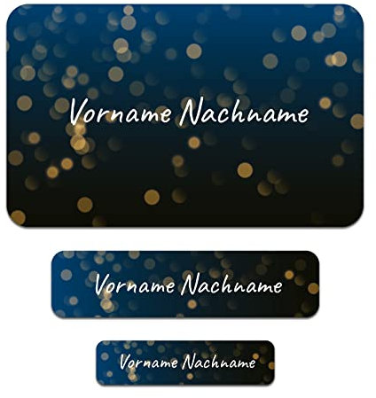 50 x personalisierte Namensaufkleber Sticker mit Wunschname Klebeetiketten zum Markieren Stifte Hefte mit Kinder Name Schule Kindergarten Aufkleber Set (18 Glitzer)