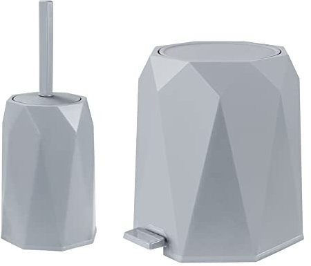 PB410- Ensemble Diamant Poubelle 5L et Brosse WC Sotufab - Couleurs - Gris